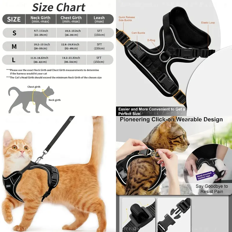 Outdoor Adventure Wear - Cat Harness And Leash Set Anti‑Escape